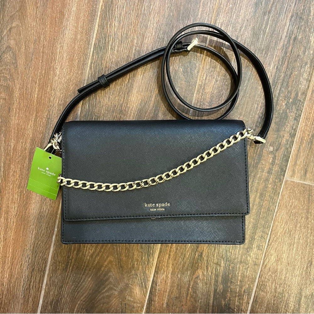 Kate Spade Black Crossbody Bag with Gold Chain
